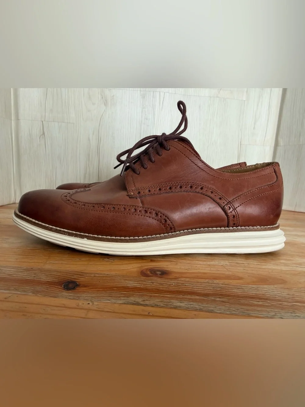 Cole Haan Original Grand Wing Tip Oxford Brown Leather Shoes Men’s 9.5 W  SCENT